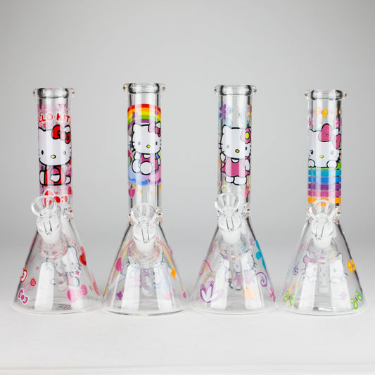10" 5mm Glass Beaker Bong With Kitty Design