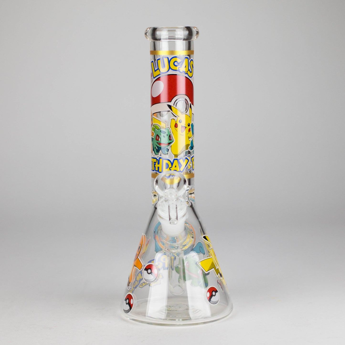10" 5mm Glass Beaker Bong with Cartoon Design