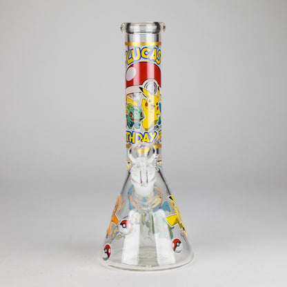 10" 5mm Glass Beaker Bong with Cartoon Design