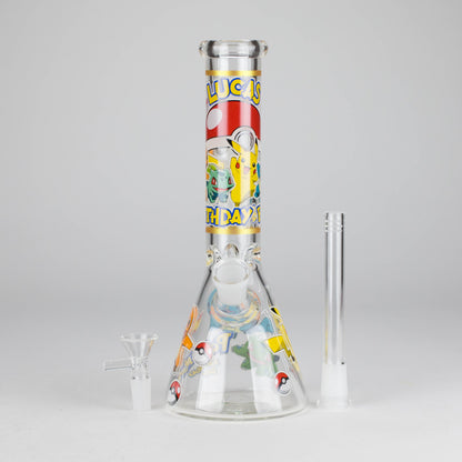 10" 5mm Glass Beaker Bong with Cartoon Design