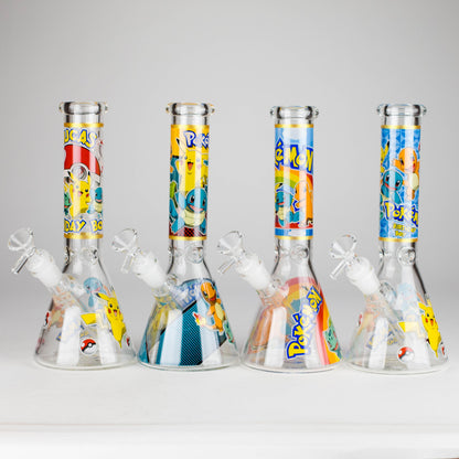 10" 5mm Glass Beaker Bong with Cartoon Design