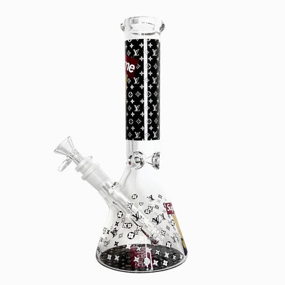 10" Cartoon Glow-in-the-Dark Glass Beaker Bong – 3-Piece Set