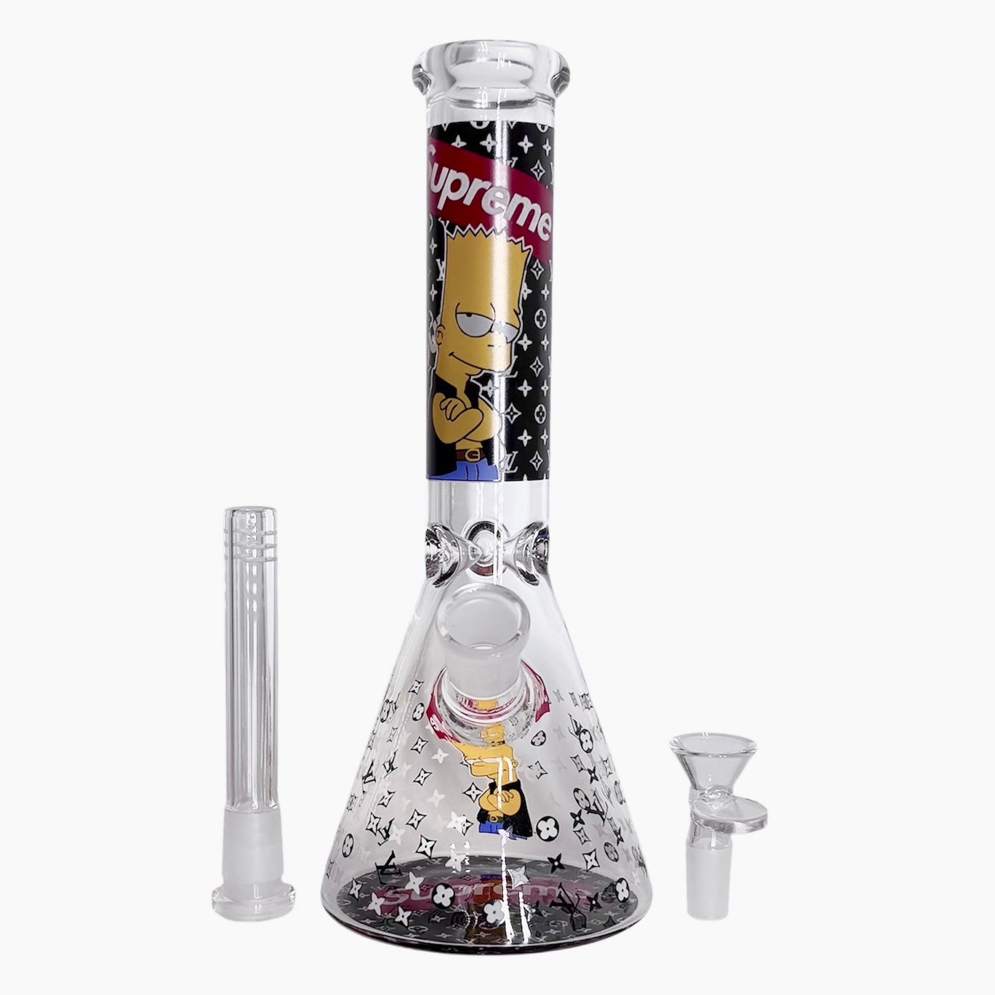 10" Cartoon Glow-in-the-Dark Glass Beaker Bong – 3-Piece Set
