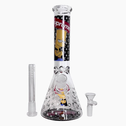 10" Cartoon Glow-in-the-Dark Glass Beaker Bong – 3-Piece Set