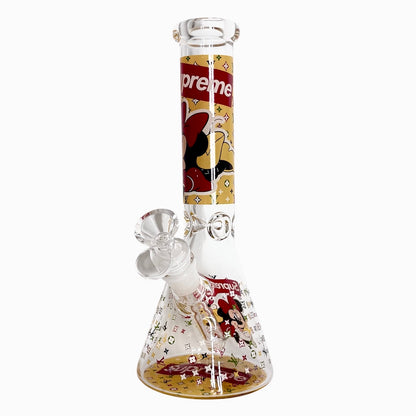 10" Cartoon Glow-in-the-Dark Glass Beaker Bong – 3-Piece Set