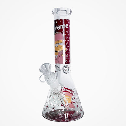 10" Cartoon Glow-in-the-Dark Glass Beaker Bong – 3-Piece Set