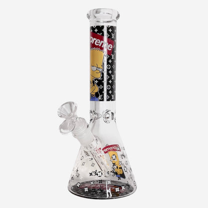 10" Cartoon Glow-in-the-Dark Glass Beaker Bong – 3-Piece Set