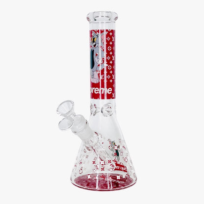 10" Cartoon Glow-in-the-Dark Glass Beaker Bong – 3-Piece Set