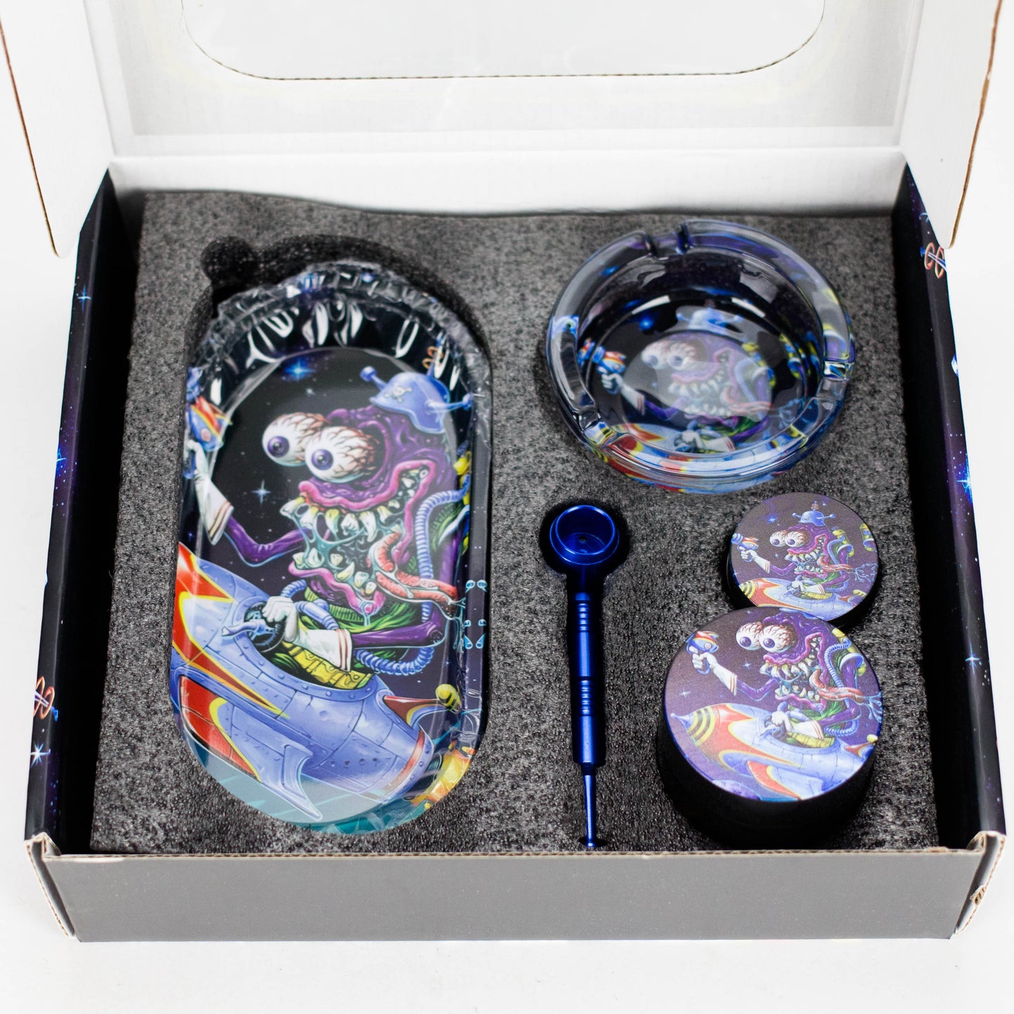 Metal Pipe Smoke Set – 5-in-1 Cartoon Design