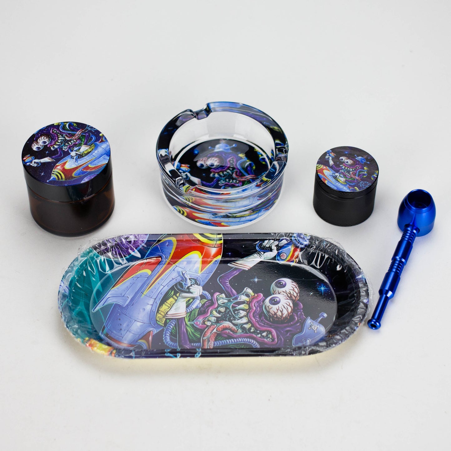 Metal Pipe Smoke Set – 5-in-1 Cartoon Design