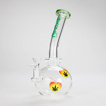 Haze | 9″ Heart Leaf Bubble Base Glass Bong – Teal (Mini-R)