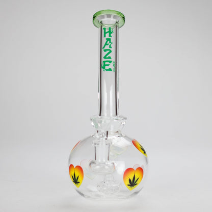 Haze | 9″ Heart Leaf Bubble Base Glass Bong – Teal (Mini-R)