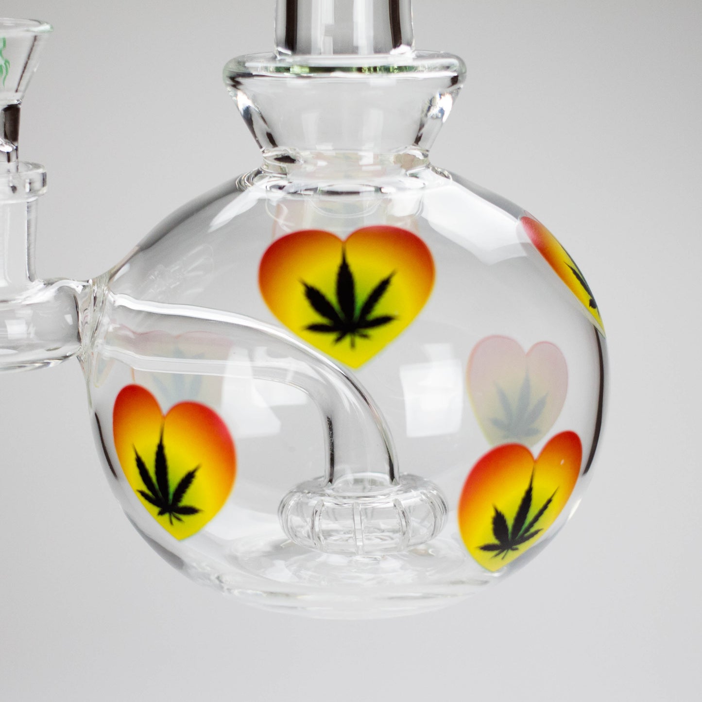 Haze | 9″ Heart Leaf Bubble Base Glass Bong – Teal (Mini-R)