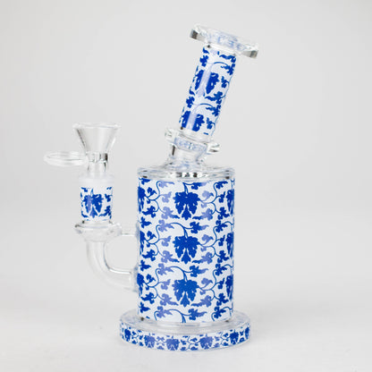 7" Cloisonné Design Glass Bong with Water Diffuser – 14mm Bowl Joint