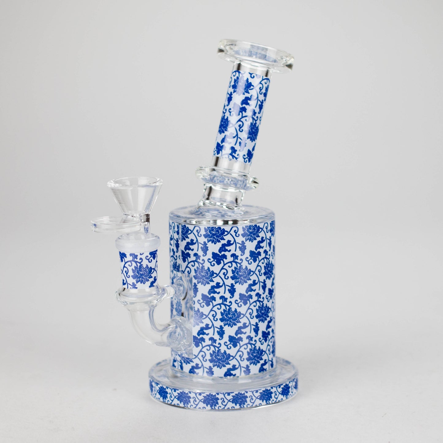 7" Cloisonné Design Glass Bong with Water Diffuser – 14mm Bowl Joint