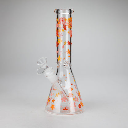 10" Cherry Blossom Glass Beaker Bong – 14mm Bowl Joint