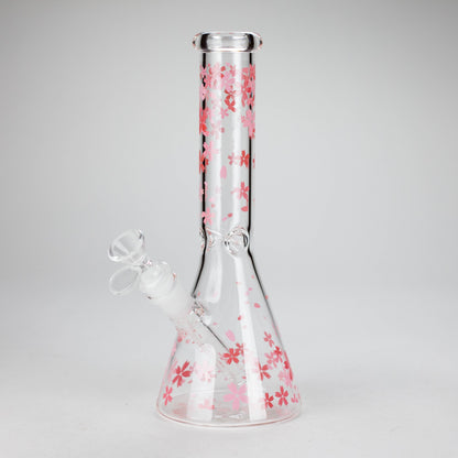 10" Cherry Blossom Glass Beaker Bong – 14mm Bowl Joint