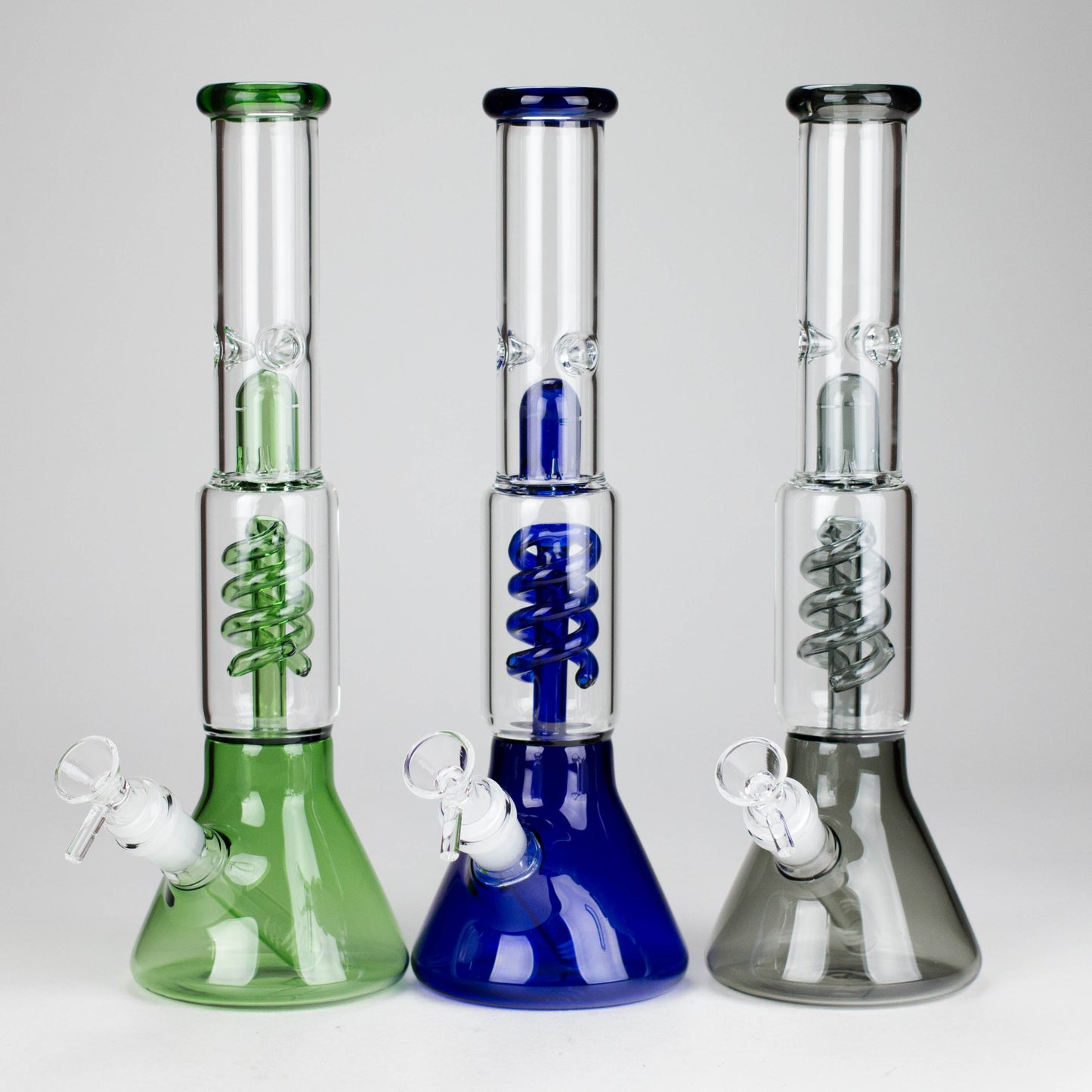 13" Color Accented Glass Water Bong with Coil Percolator & Splash Guard