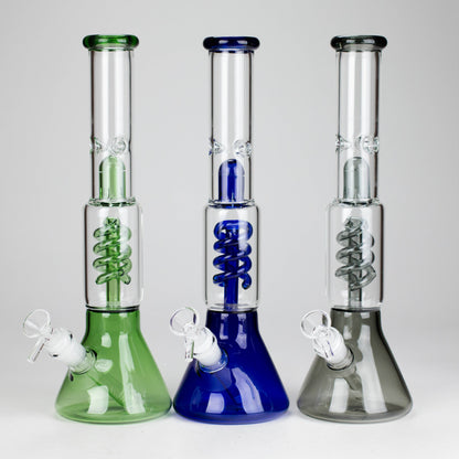 13" Color Accented Glass Water Bong with Coil Percolator & Splash Guard