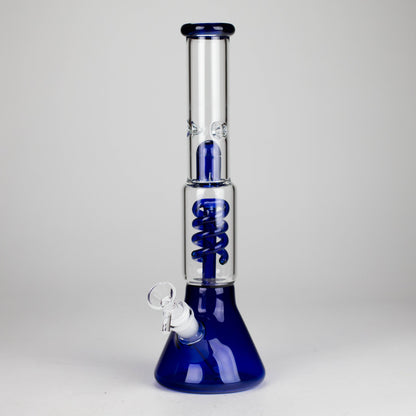 13" Color Accented Glass Water Bong with Coil Percolator & Splash Guard