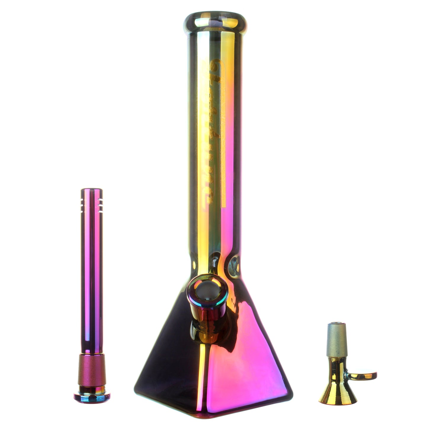 Fortune | Electroplated 14" 7mm Pyramid Base Glass Beaker Bong