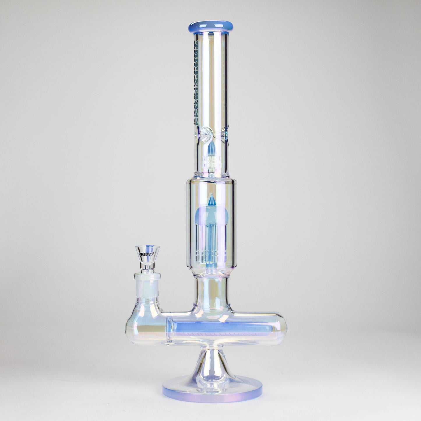 Trippy Glass | 17" 7mm Holographic Stemline Bong – Triple Diffused Perc with 18mm Bowl