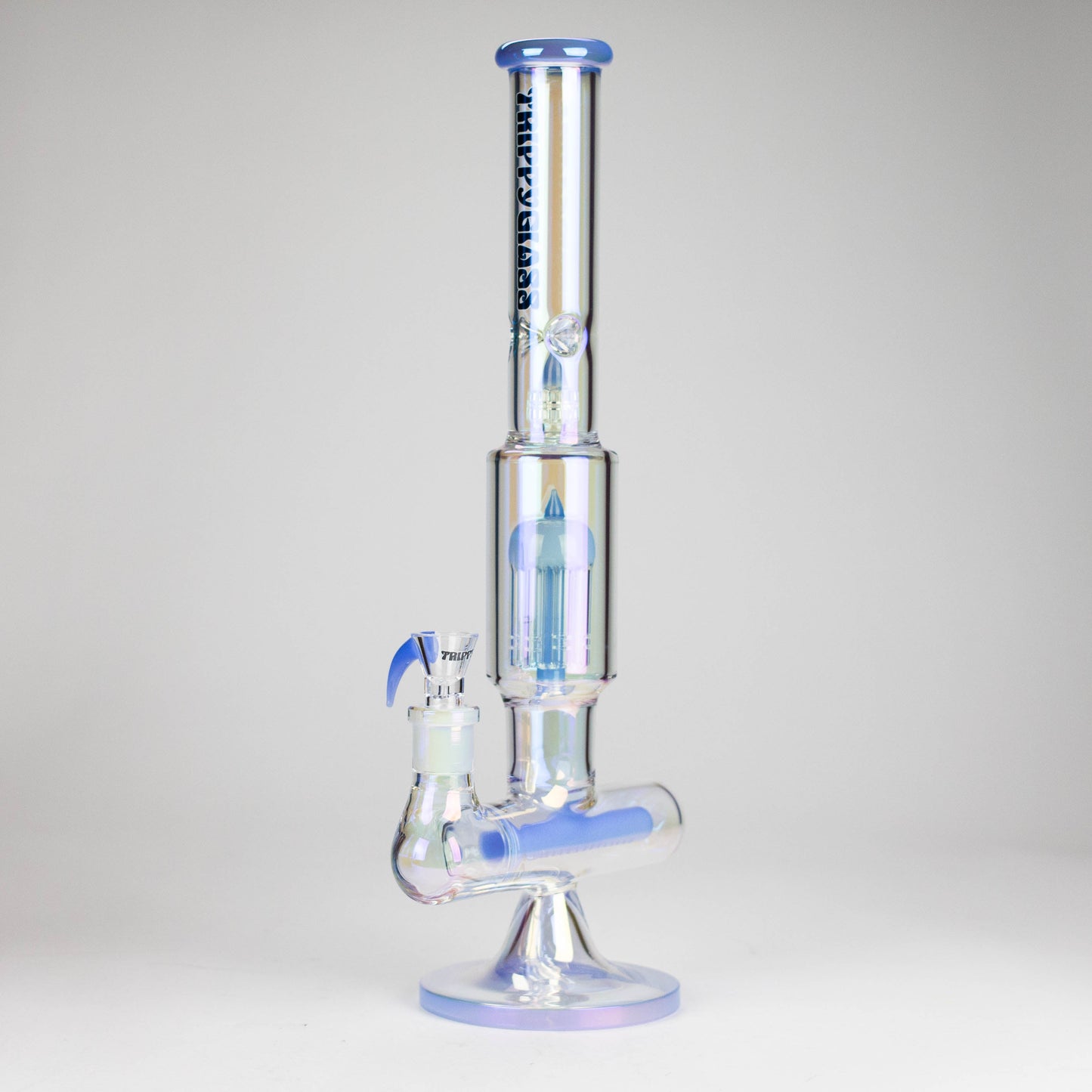 Trippy Glass | 17" 7mm Holographic Stemline Bong – Triple Diffused Perc with 18mm Bowl
