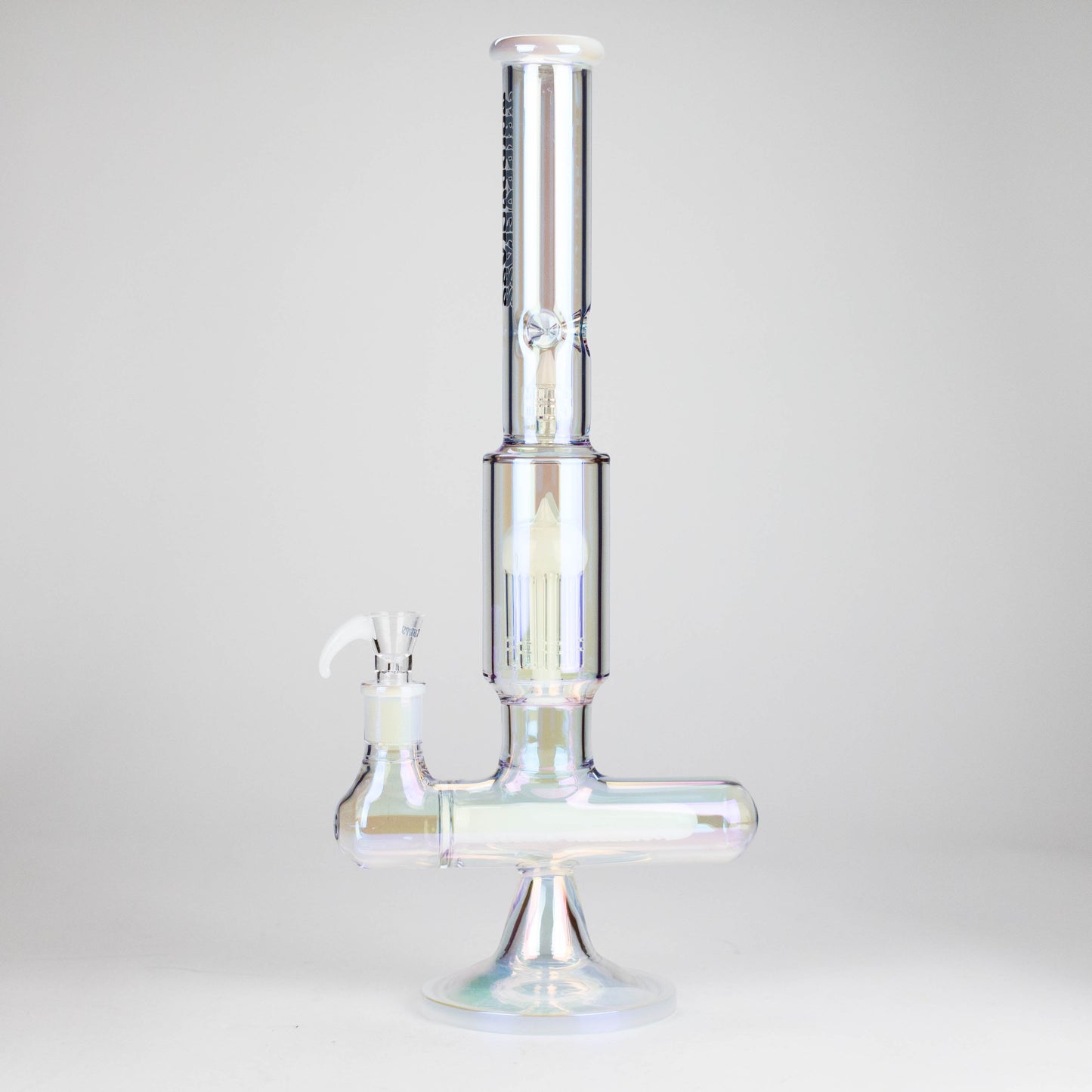 Trippy Glass | 17" 7mm Holographic Stemline Bong – Triple Diffused Perc with 18mm Bowl