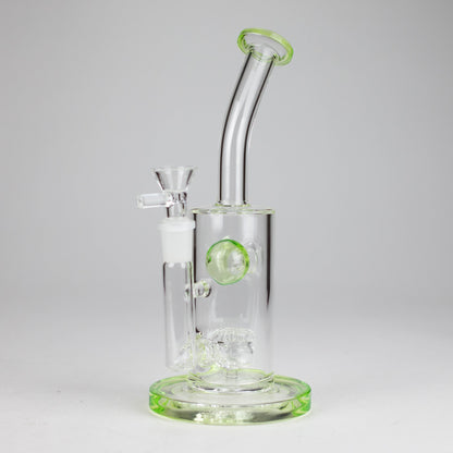 9" Ball Perc Glass Bong – Green with Bent Neck & 14mm Bowl