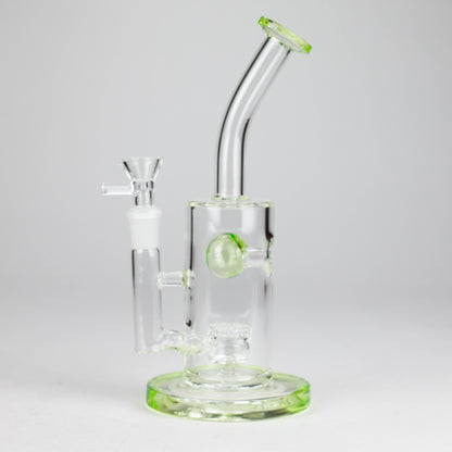 9" Ball Perc Glass Bong – Green with Bent Neck & 14mm Bowl