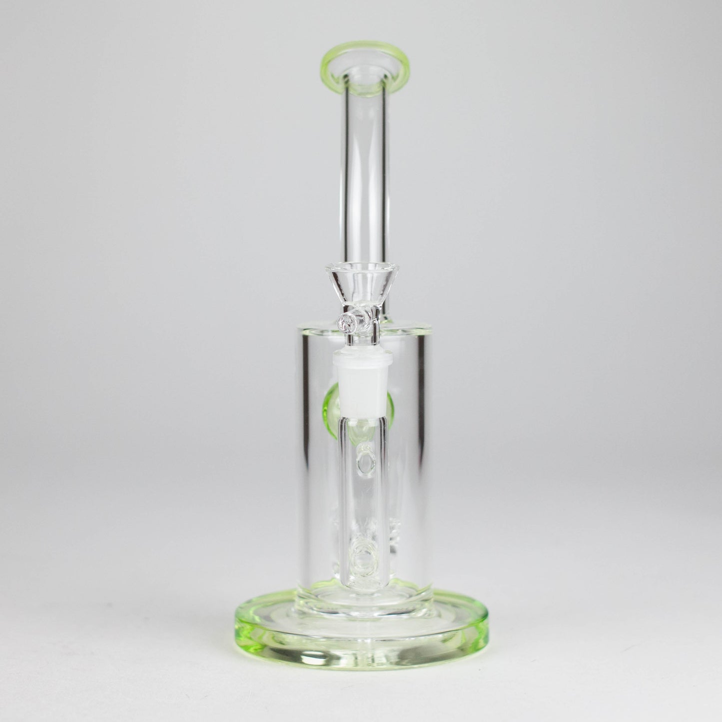 9" Ball Perc Glass Bong – Green with Bent Neck & 14mm Bowl