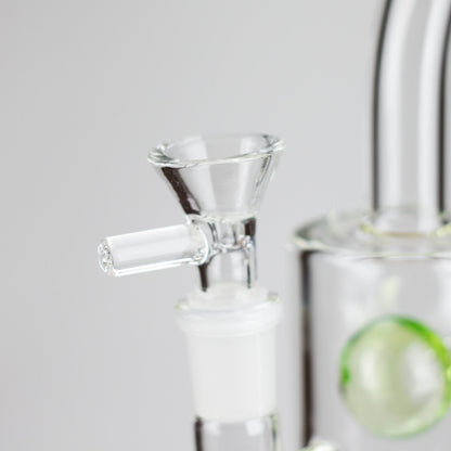 9" Ball Perc Glass Bong – Green with Bent Neck & 14mm Bowl