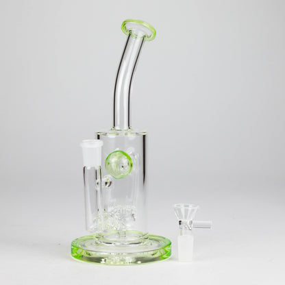 9" Ball Perc Glass Bong – Green with Bent Neck & 14mm Bowl