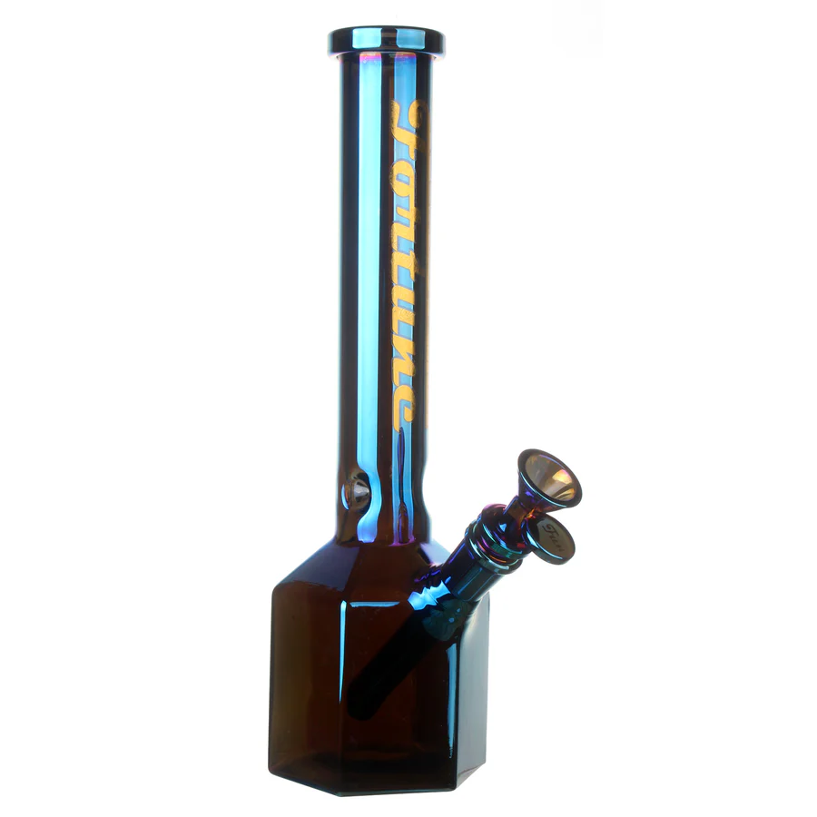 12" Hexagon Electroplated Barrel Base Fortune | Glass Bong