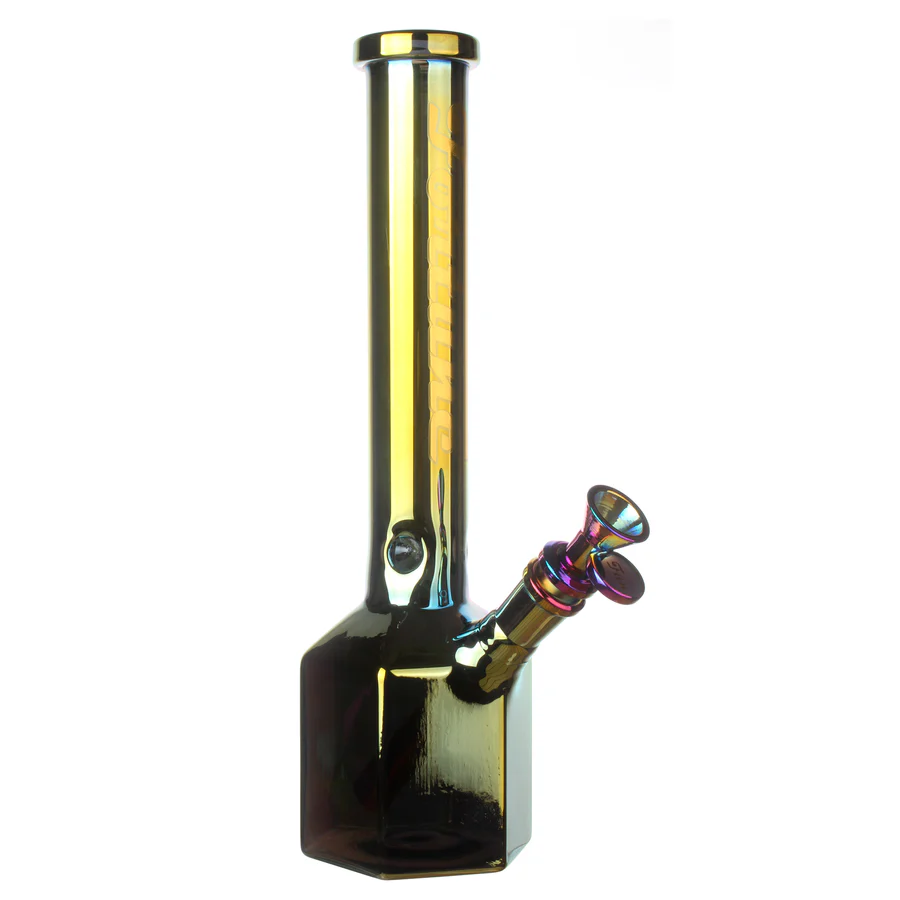 12" Hexagon Electroplated Barrel Base Fortune | Glass Bong