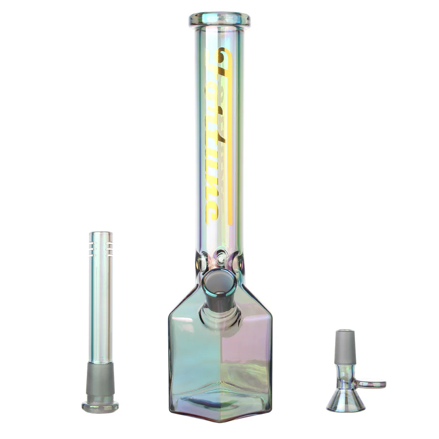 12" Hexagon Electroplated Barrel Base Fortune | Glass Bong
