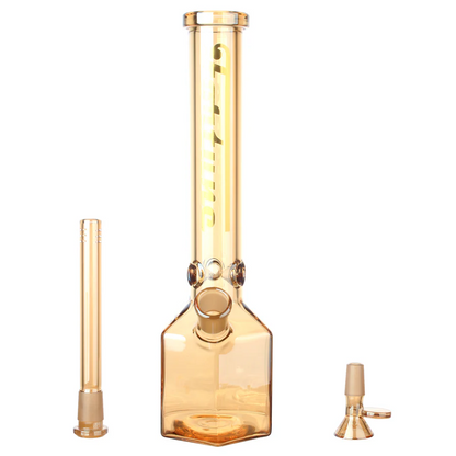 12" Hexagon Electroplated Barrel Base Fortune | Glass Bong