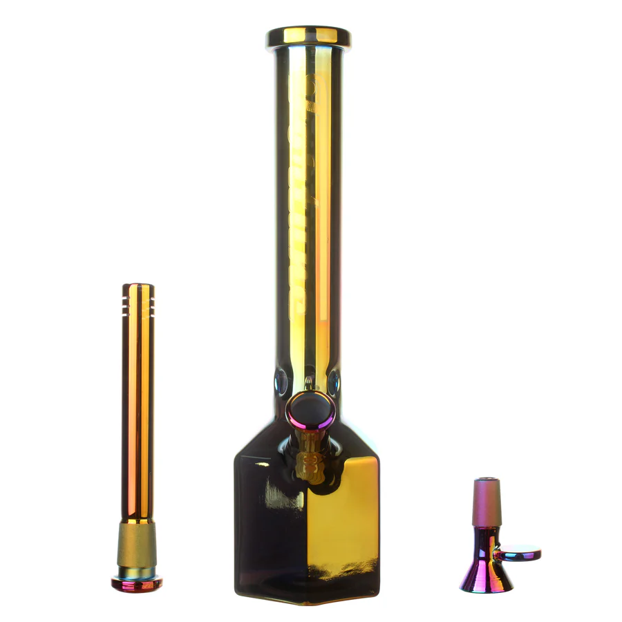 12" Hexagon Electroplated Barrel Base Fortune | Glass Bong