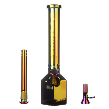 12" Hexagon Electroplated Barrel Base Fortune | Glass Bong