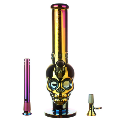 14" 7mm Electroplated Skull. Fortune | Glass Bong