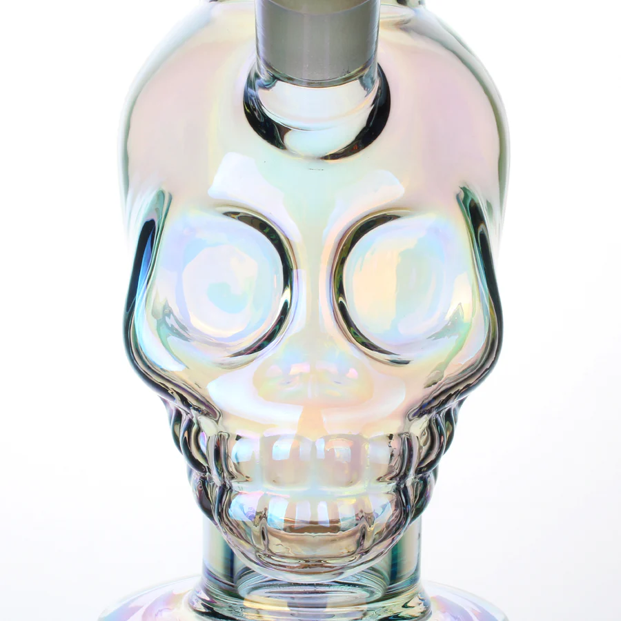 14" 7mm Electroplated Skull. Fortune | Glass Bong