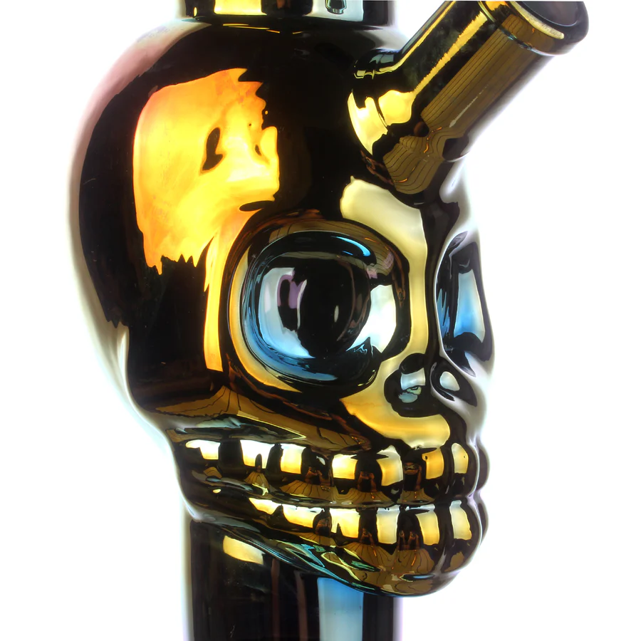 14" 7mm Electroplated Skull. Fortune | Glass Bong