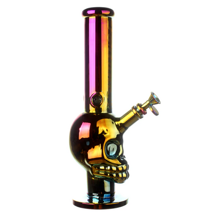 14" 7mm Electroplated Skull. Fortune | Glass Bong