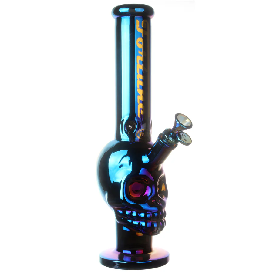 14" 7mm Electroplated Skull. Fortune | Glass Bong