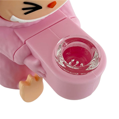 6" Pink Elf Monster Silicone Water Pipe