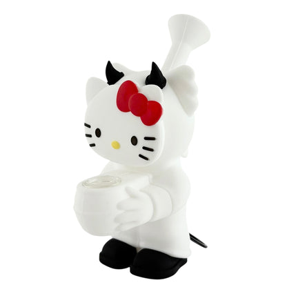 6" Silicone Kitty Water Pipe – White