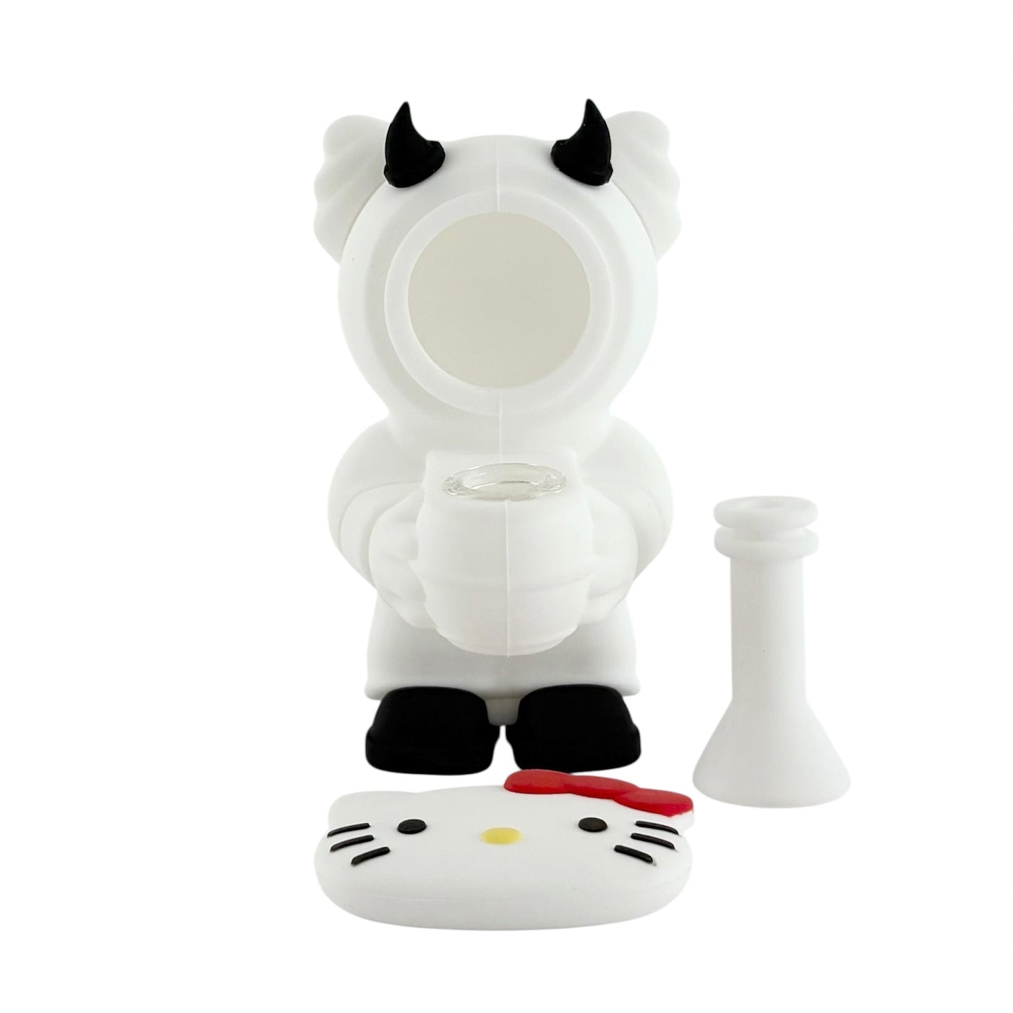 6" Silicone Kitty Water Pipe – White