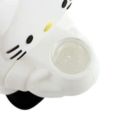 6" Silicone Kitty Water Pipe – White