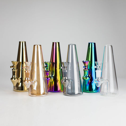 7" Solid Color Electroplate Glass Bong - 6 Iridescent Variations