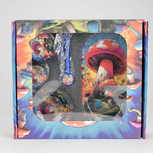 Metal Pipe Smoke Set – 5-in-1 Mushroom Design